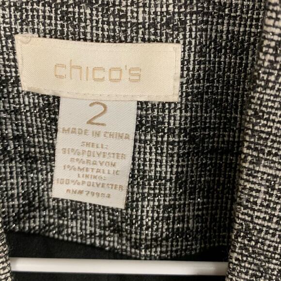 Chicos Metallic Silver Grey Three-Button Vest Size Med  8 - Picture 8 of 10